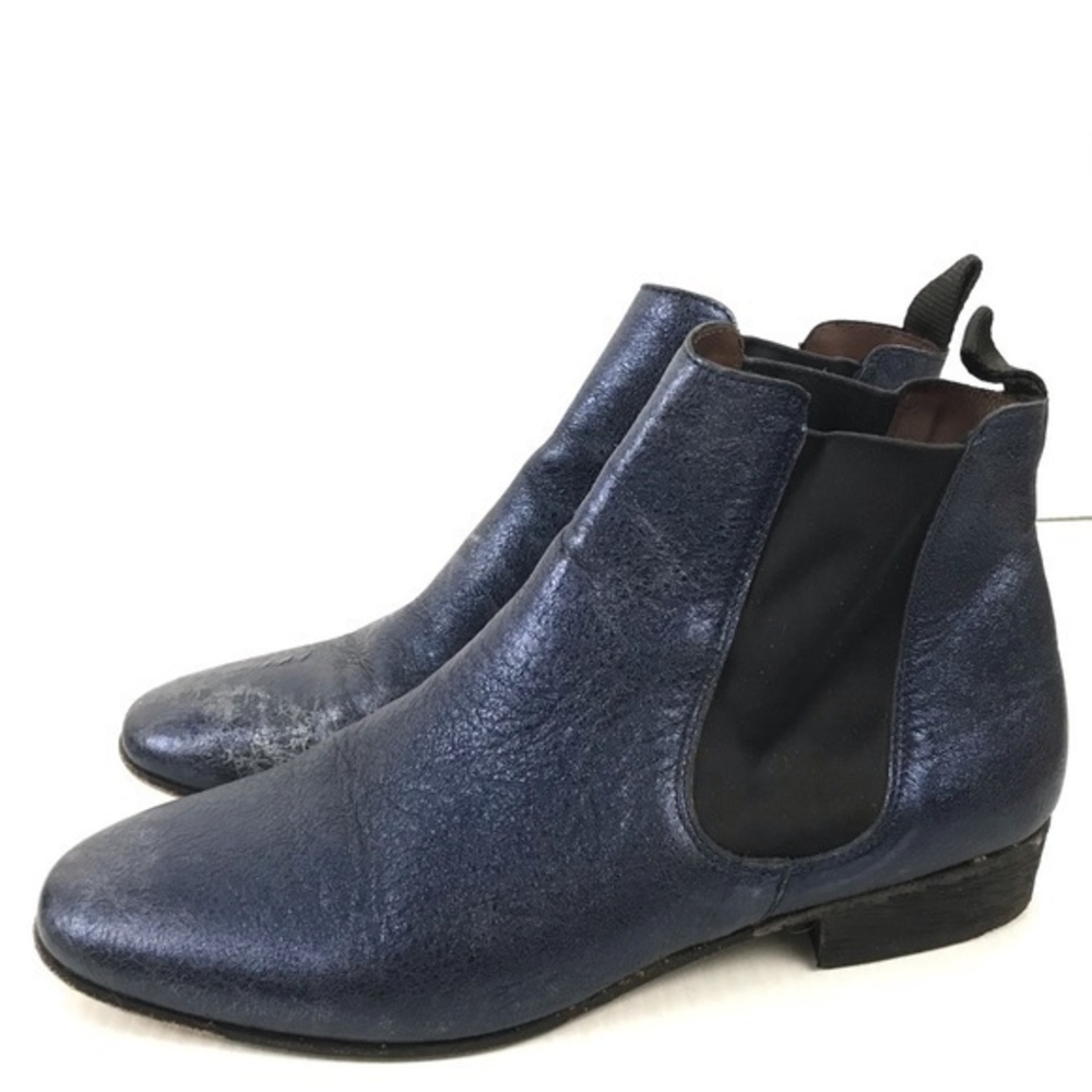 Boemos Blue Metallic Chelsea Ankle Boots Womens US 9 EU 40 Leather Made in Italy
